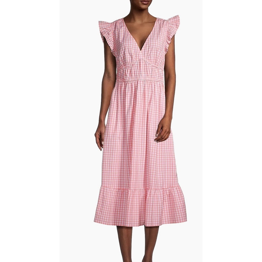 Vineyard Vines Pink Gingham Poplin Flutter Sleeve Dress Preppy Cottage XS $228‎